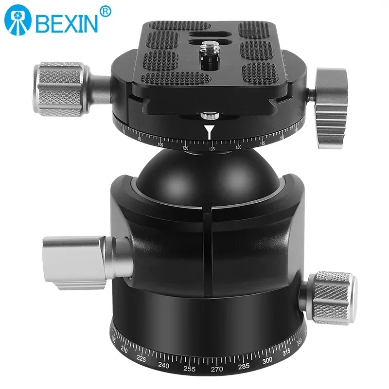 50mm Tripod Head Aluminum Professional Low Profile Ball Head Mount Arca Swiss Quick Release Plate for Camera Panoramic Ballhead