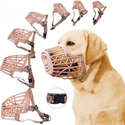 Adjustable Pet Dogs Cats Muzzle Basket Comfortable Soft Plastic Mesh Anti Biting Mouth Mask Protect The Furniture No Bite