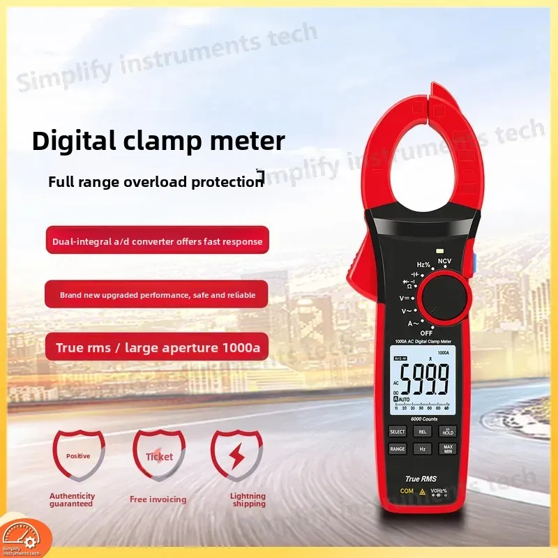 Digital Clamp Meter True RMS AC DC 1000A Multimeter Voltmeter Ammeter Ohmmeter Continuity Tester Surge Current Measurement
