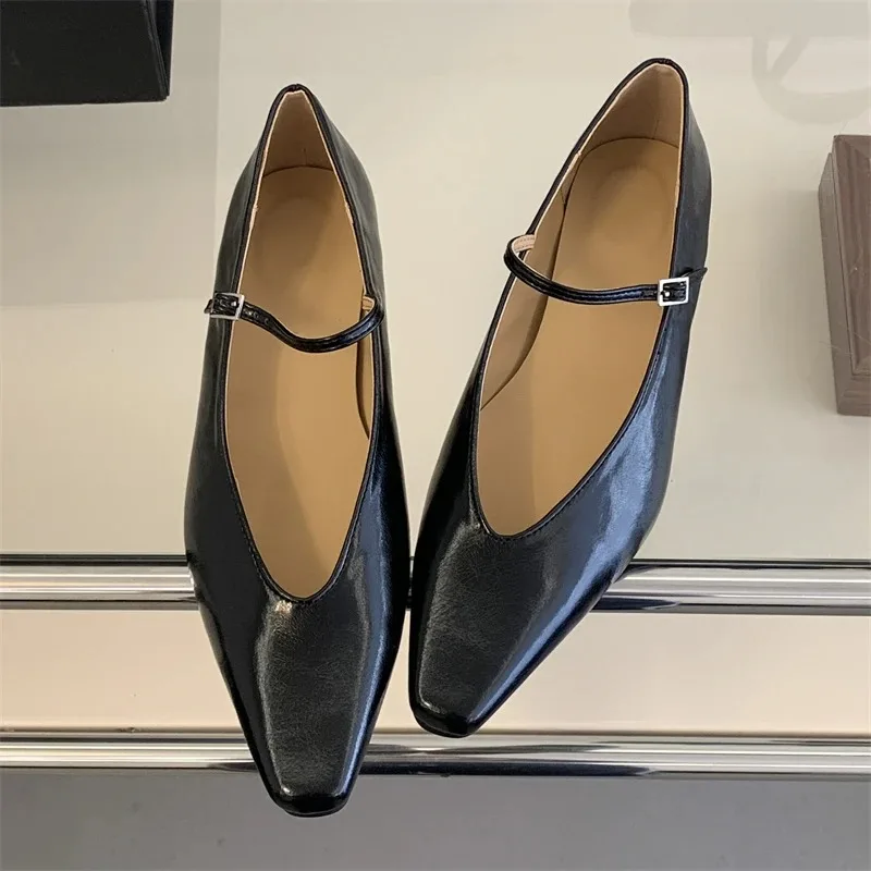 

New Retro Women Shoes Exquisite Square Head Low Heels for Woman Elegant French Casual Shoe Fashion Designer Shoes Zapatos Mujer