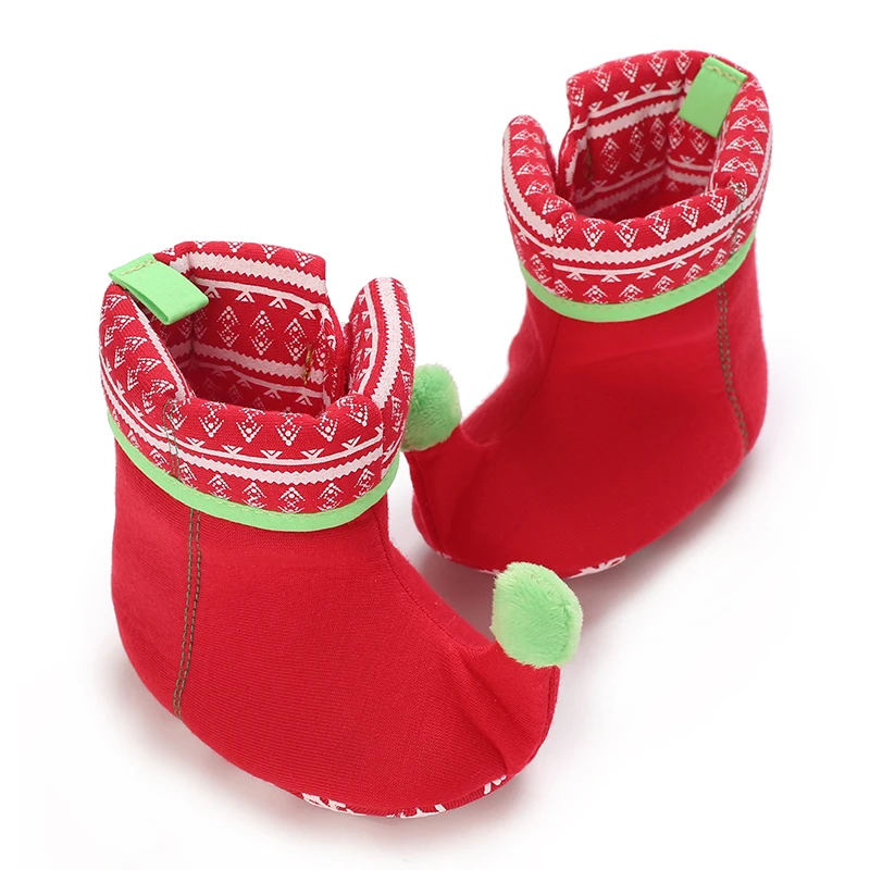 Meias de Papai Noel para bebê recém-nascido, botas infantis, botas de Natal, lindo floco de neve, chinelos quentes de inverno, sapatos