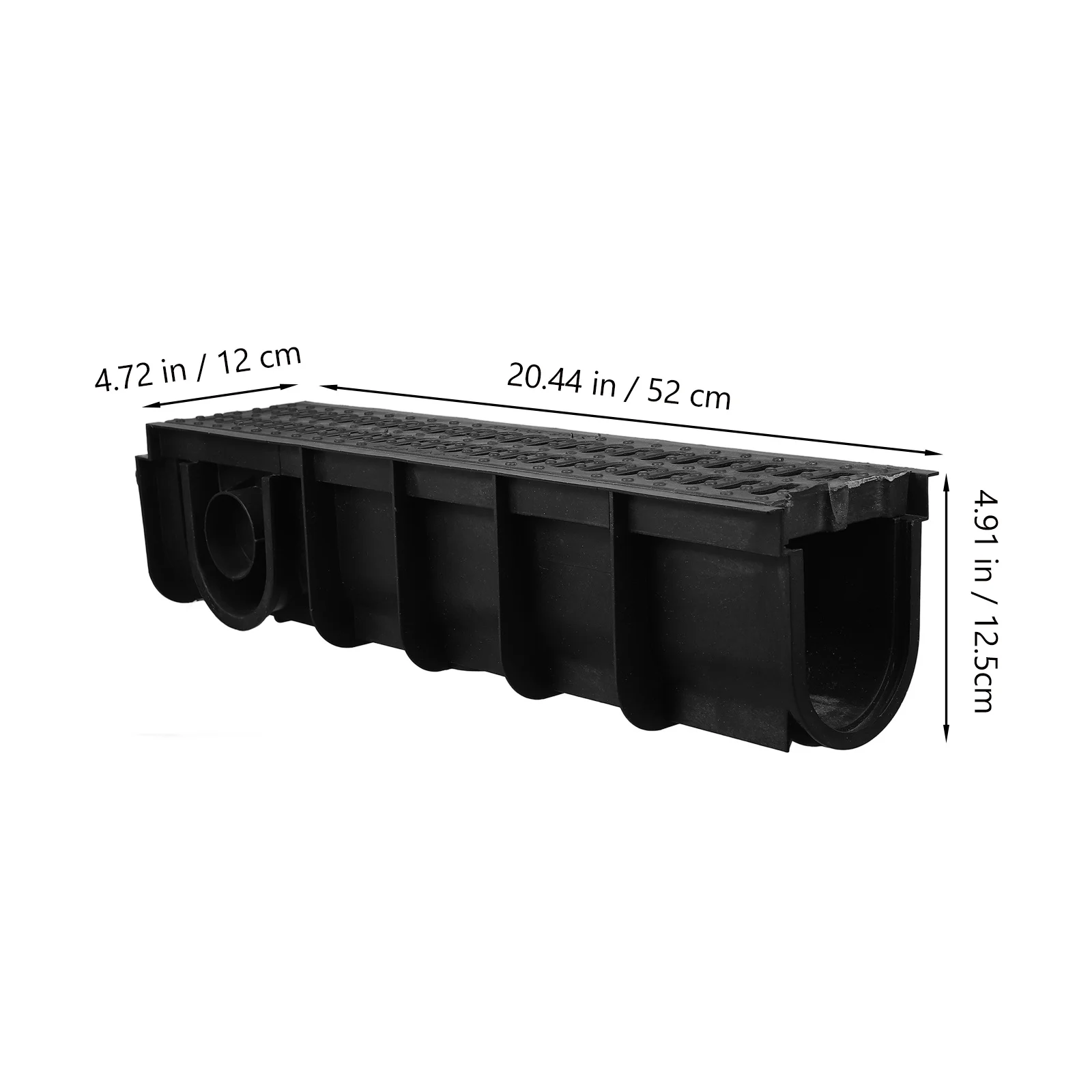 Drenaje de gabardina en forma de U de HDPE, rejilla de plástico de resina de drenaje de canal de 20,44x4,91 pulgadas para entradas, patios, sistema de drenaje de garaje