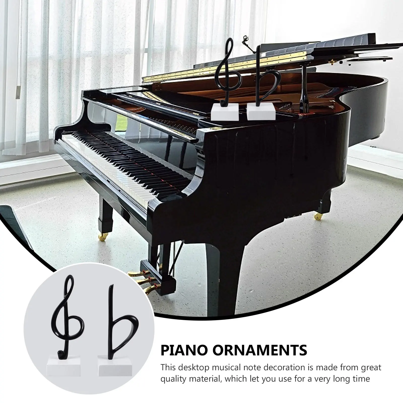 

2Pcs Creative Musical Note Sculpture Metal Desktop Ornament Music Room Living Room Office Coffee Shop Decoration