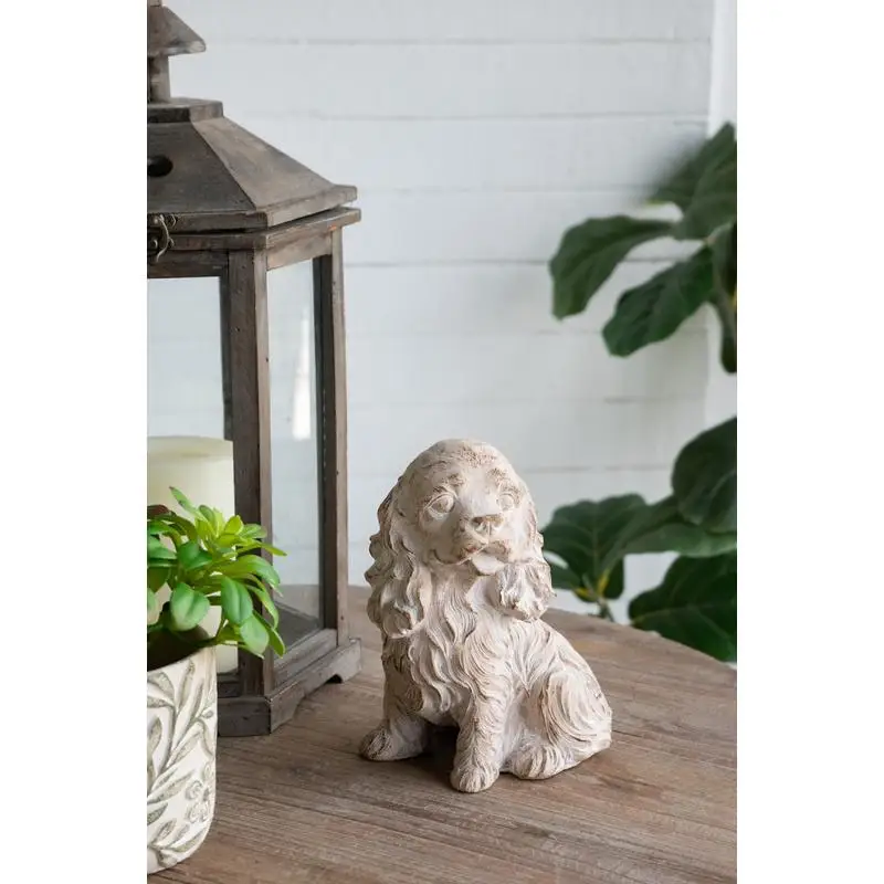 

Фигурка сидящего кокер-спаниеля, натуральная бежевая отделка, 7,5 x 5,5 x 8,7