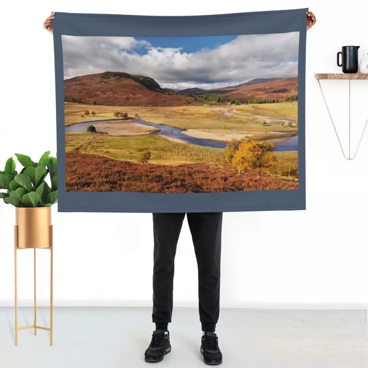 Linn of Dee in Autumn Cairngorms NP Scotland. Throw Blanket Stuffeds Personalized Gift Polar Plaid Loose Blankets
