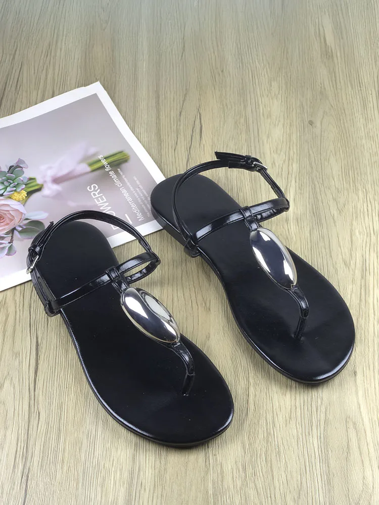 

Women's Sandals 2025 New Spring Summer Fashion Comfortable Genuine Leather Flat Elegant Women Toe Clamped Shoes