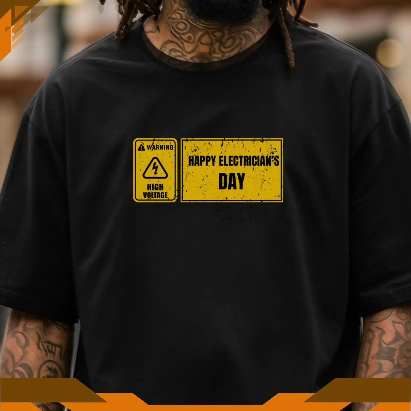 Happy Electrician's Day High Voltage Warning Funny Electrician T Shirt for Dad Lineman Electrical Worker vintage Washed graphic