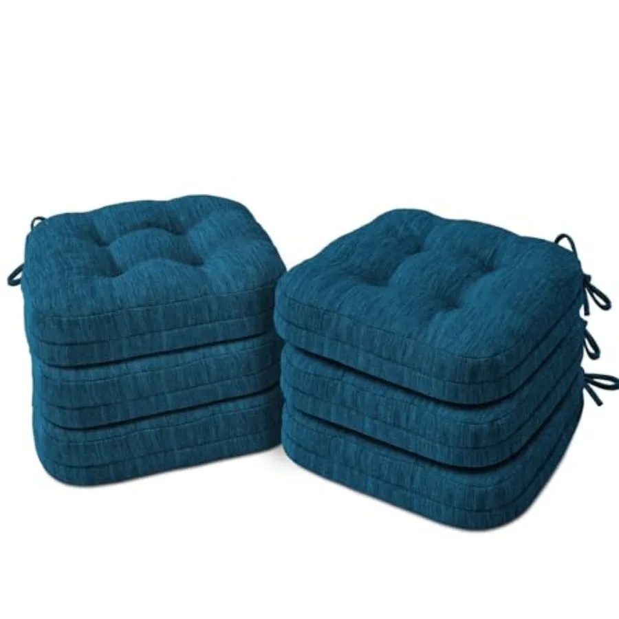 

Набор из 6 подушек для обеденных стульев, двухслойные подушки из пены с эффектом памяти для кухонных стульев, запатентованный дизайн, подушки для сидений с завязками, 16,5 x 16,5 x