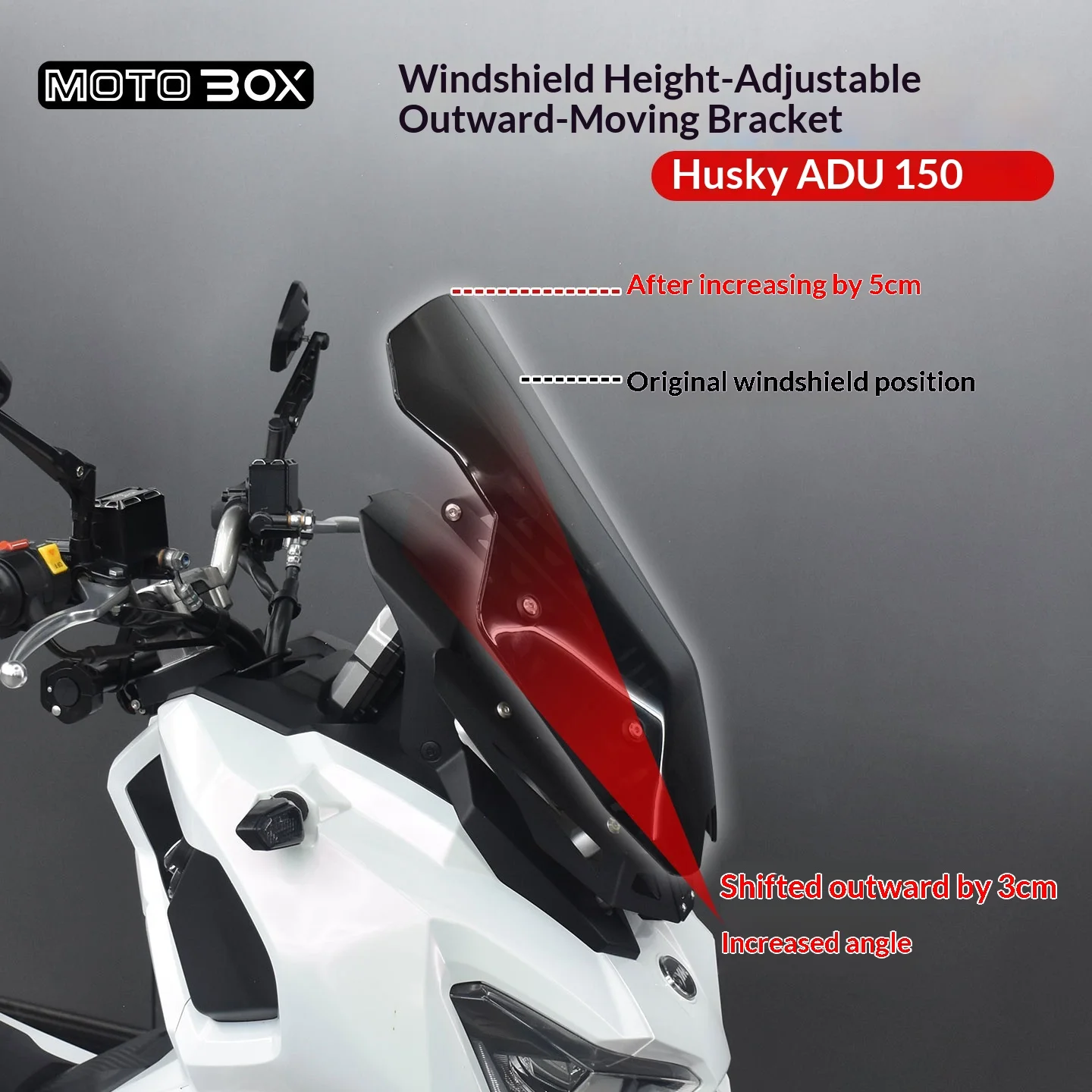【Premium】For SYM Husky ADV150 modification: Original windshield raised and moved outward – front windshield crossbar support