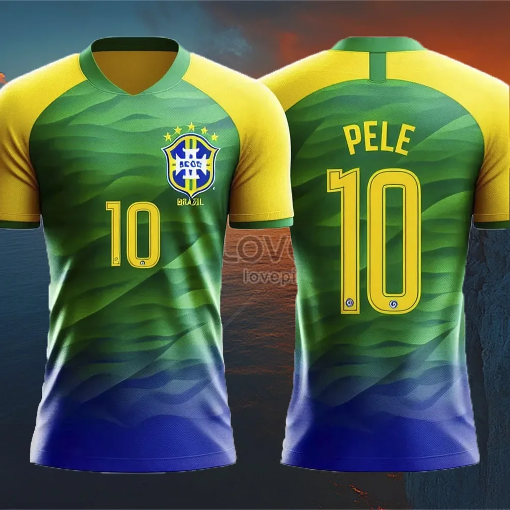 

2025 Men's/Women's Sports T-shirt 3D printed Brazilian breathable Football Outdoor Sports V-neck top