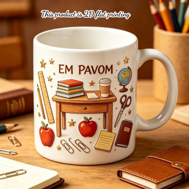 11oz Custom Ceramic Coffee Cup Teacher Stationery Design Personalized Name Mug Gift for Teacher Appreciation Back To School