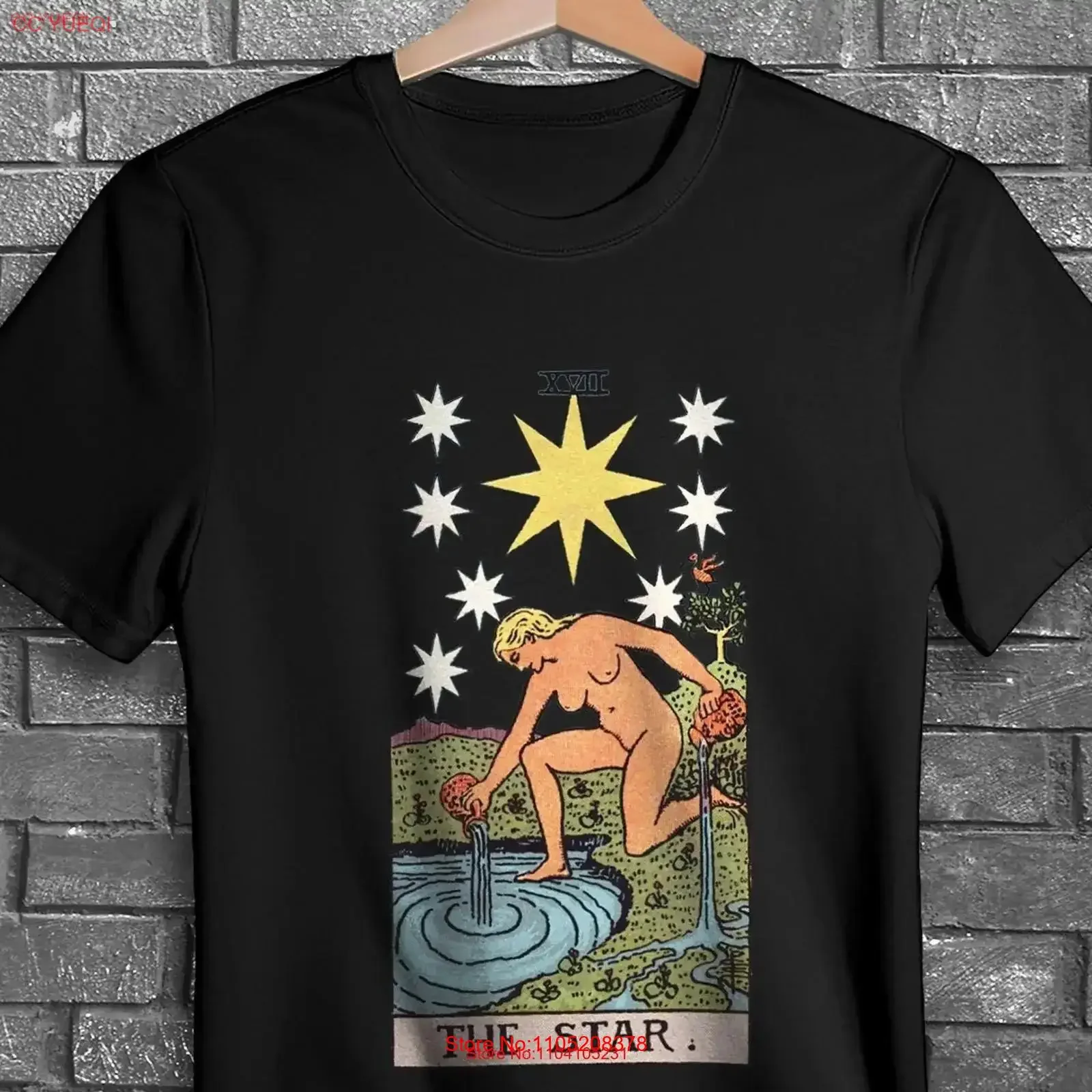 The Star Tarot Card T Shirt Gothic Occult Style Jersey Alt Clothing Witchy super soft tee vintage Washed Versatile Breathable