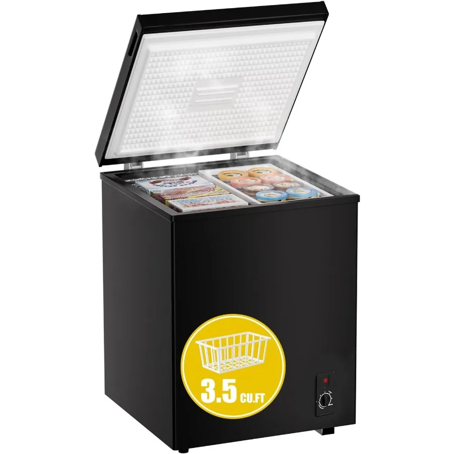 

3.5 Cubic Feet Chest Freezer for Apartments and RVs Compact Mini Deep Freezer with Adjustable Temperature Energy-Efficient and