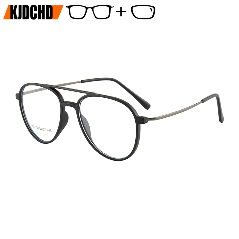 KJDCHD Fashion Aviator Photochromic Prescription Glasses Pilot Acetate Frame Progressive Optical Eyeglass for Women Men
