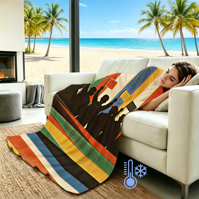 Sports Fan Summer Cooling Blanket Football Rugby Cheering Crowd Flag Print Air Condition Blanket Retro Sofa Bed Office Blankets