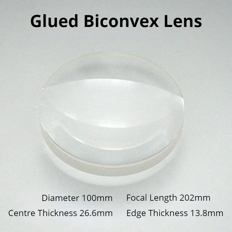 1PC Dia 100mm Optical Glass Achromatic Doublet Double Convex Lens Focal 202mm DIY Astronomic Telescope Objective Lens Biconvex