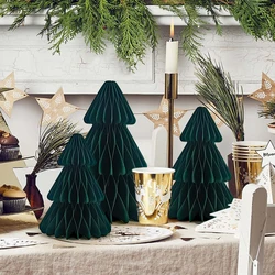 1/3Pcs 3D Christmas Tree Honeycomb Desktop Ornaments Paper Flower Ball for Xmas Merry Christmas Theme Party Decoration