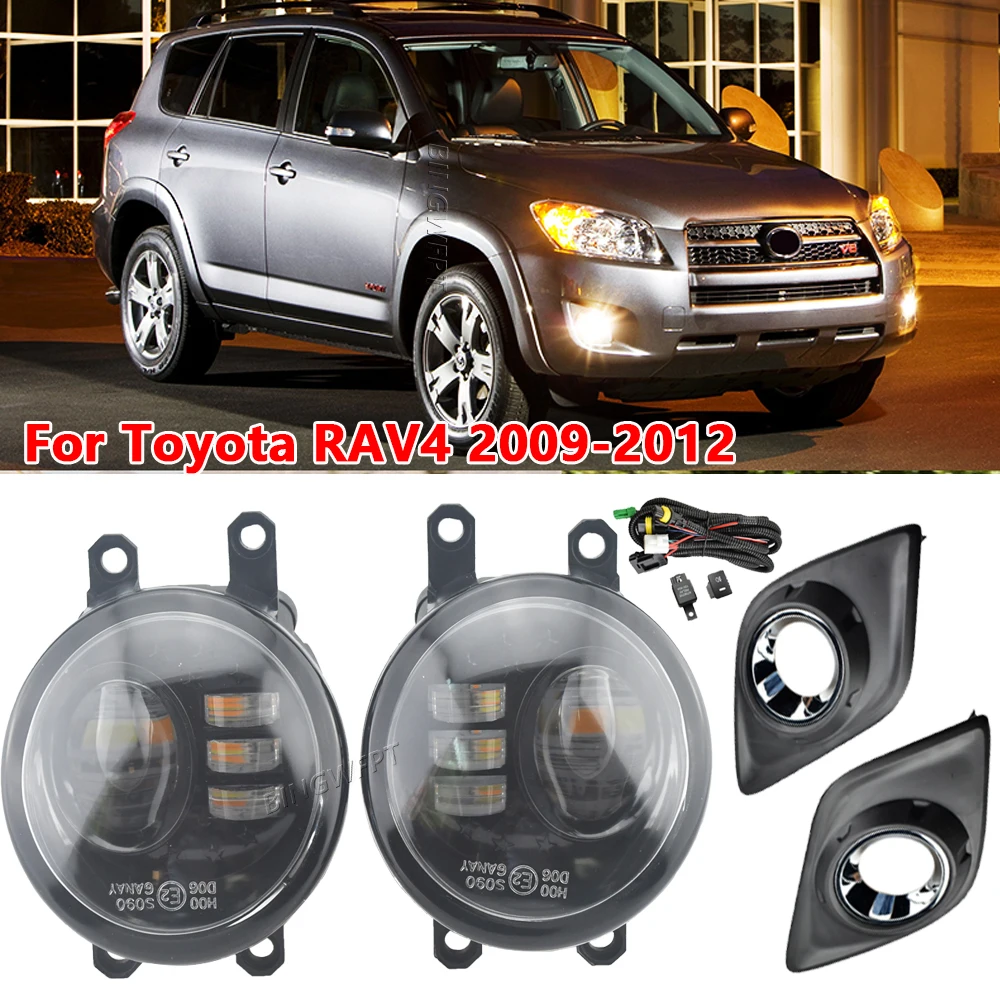 

LED Fog Lights For Toyota RAV4 2009 2010 2011 2012 Foglamps Headlights Foglights Cover Wiring Assembly Kit Car Accessories