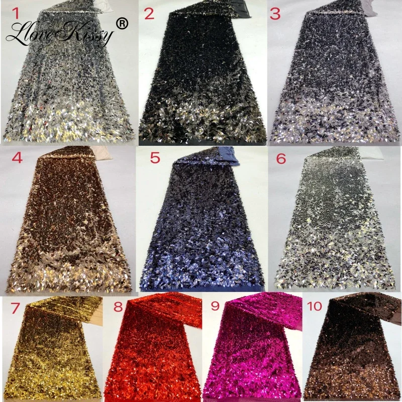 New Mesh Embroidered Mango Sequin Fabric 9 Colors Fashionable Women's Dress Suspender Evening Dress Glitter Fabric Width 125CM