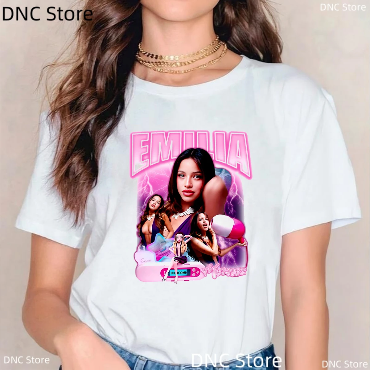 2025 New Women'S Clothing Tshirts Music Singer Emilia Mernes Print T-Shirt Female Fashion Harajuku 00s Girl T Shirt Summer Tops