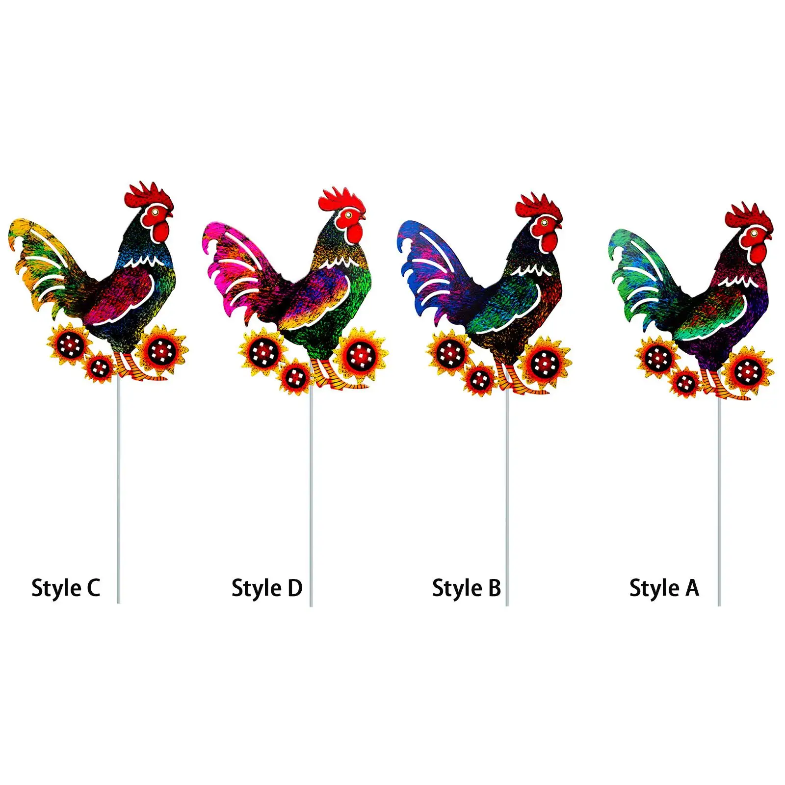 Decorative Chicken Silhouette Garden Stake with Windmill for Outdoor Backyard Patio Art