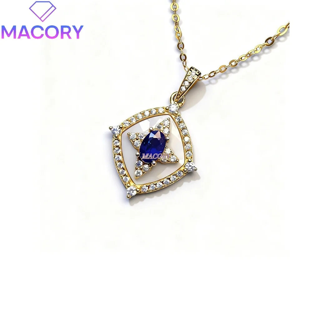 Sapphire Luxury Women's Necklace Made of 925 Sterling Silver Elegant and Generous Women's Jewelry for Parties and Festivals