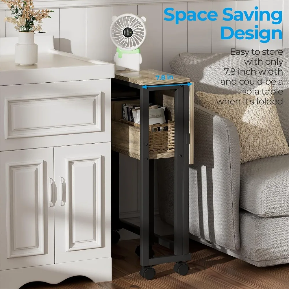 Compact Rolling Desk with Storage Shelf - 31.5 Inch Foldable Computer Desk for Small Spaces, Easy Assembly and Mobility