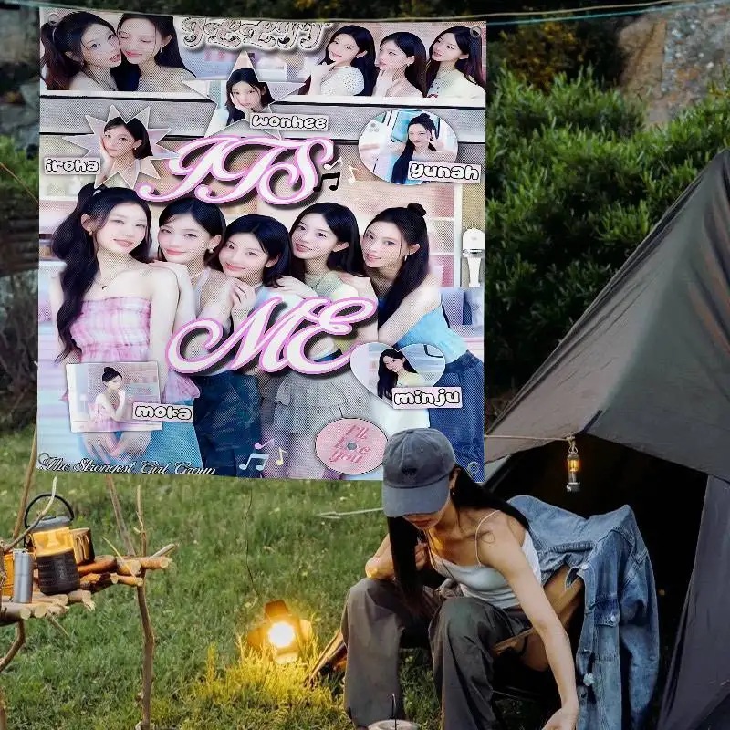 Music Korean Kpop I-illit Small Size Cheerleading Banner Hand Pulled Flag Outdoor Atmosphere Flags