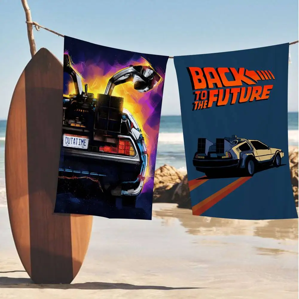 Classic Movie Clips Back To The Future Delorean Time Machine Beach Towel Bath Towels for Girl Microfiber Free Beach Yoga Spa