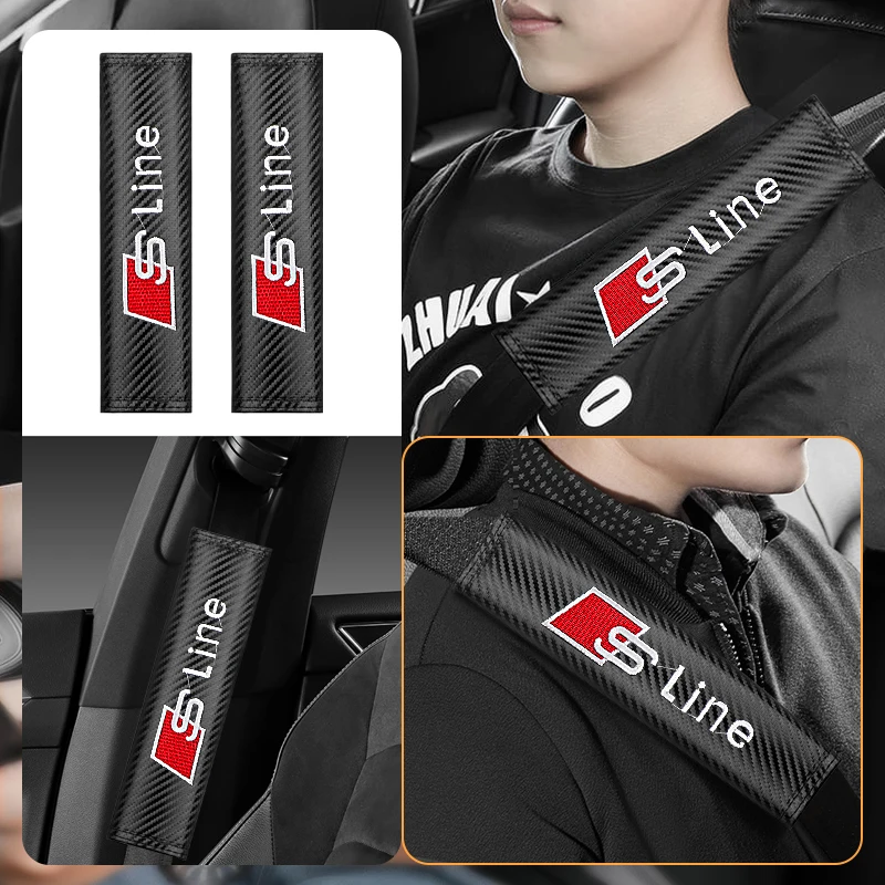 Car Seat Belt Cover Shoulder Protector Cushion Pad Auto Accessories For Audi S line A3 8p 8v 8l A4 b8 b6 b9 A6 c7 A5 Q5 Q3 A1 Q7