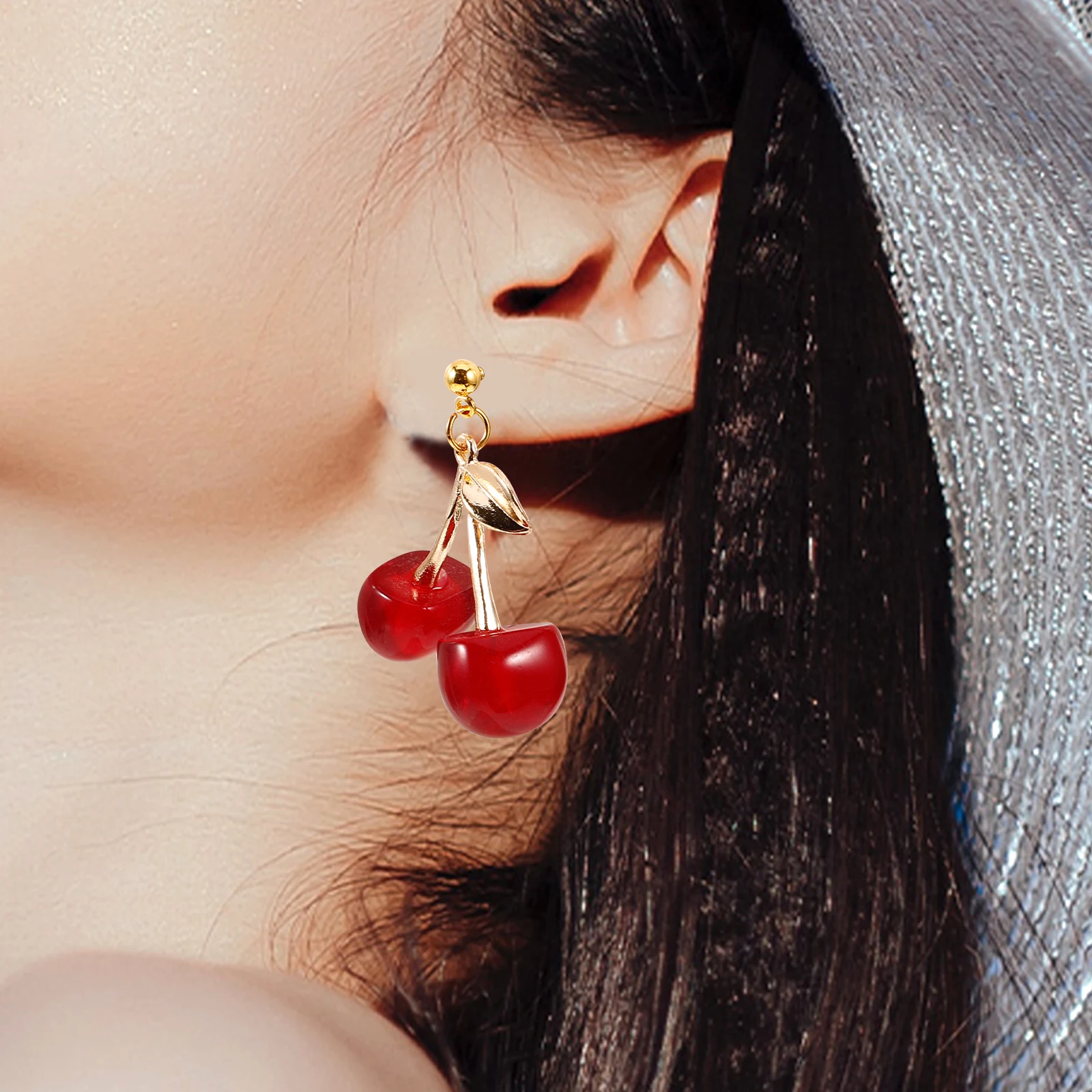 

1Pair Cherry Dangle Earrings for Women Cute Creative Fruits Earrings Trendy Drop Statement Jewelry Charming Gift for Girls