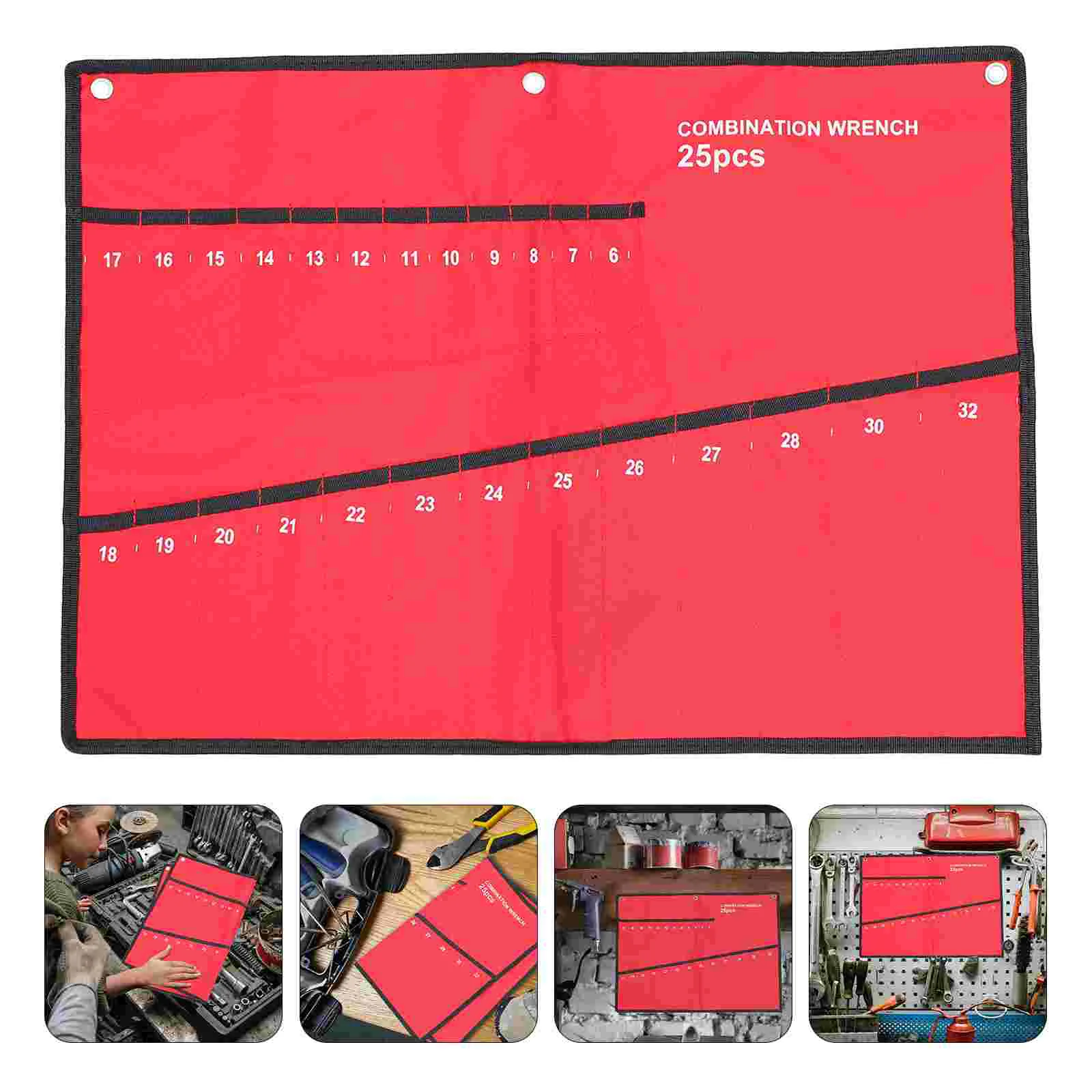 Pocket Screwdriver Wrench Bag Organizer Multi-functional Tool Pouch Portable Red Storage