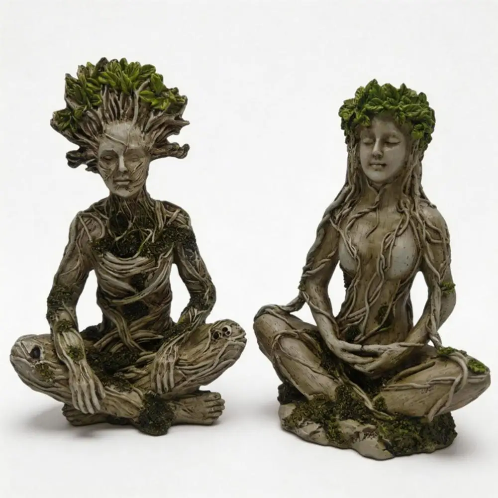 

Tree Woman Figurine Resin Meditating Yoga Zen Pose Statue Mystical Creature Decorative Ornament for Home Bedroom Decorative Figu