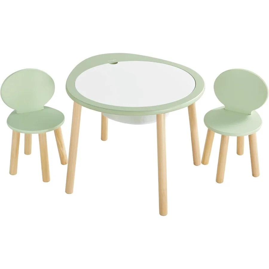 

Beright Table and Chairs Set Wooden Play Table with 2 Chairs Round Table for Toddlers Suitable for Bedroom Playroom and ' Room