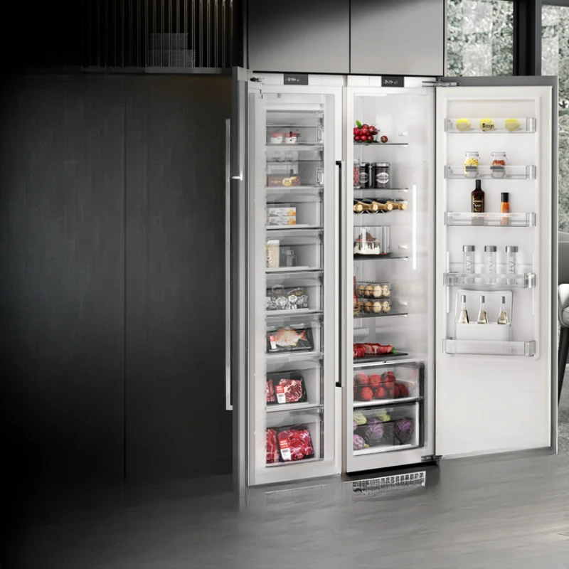 RO fully embedded refrigerator with embedded double doors and hidden cabinets integrated