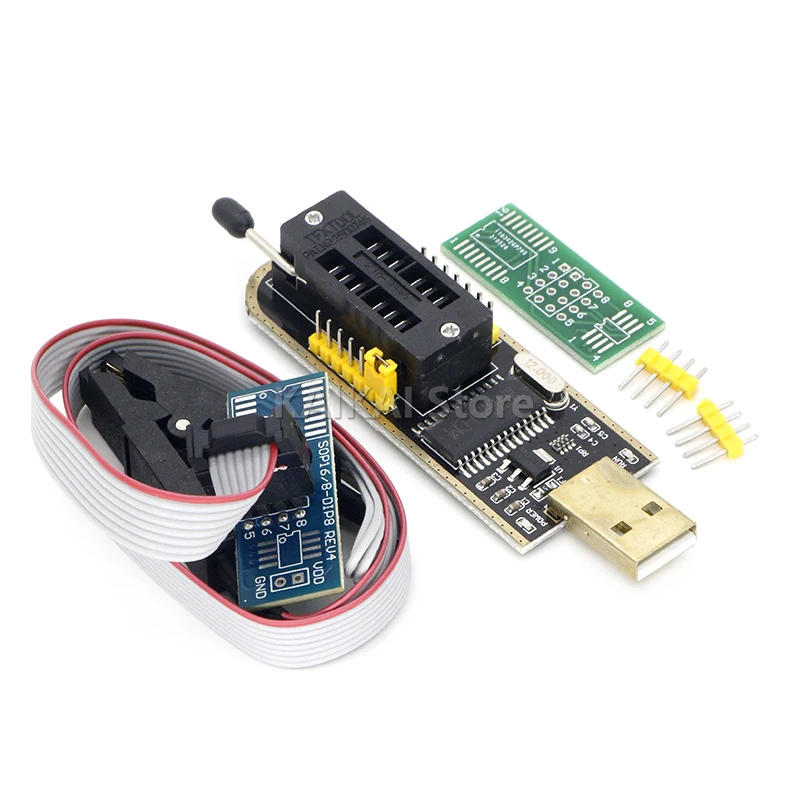 CH341 24 25 Series EEPROM Flash BIOS USB Programmer Module + SOIC8 SOP8 Test Clip For EEPROM 93CXX / 25CXX / 24CXX