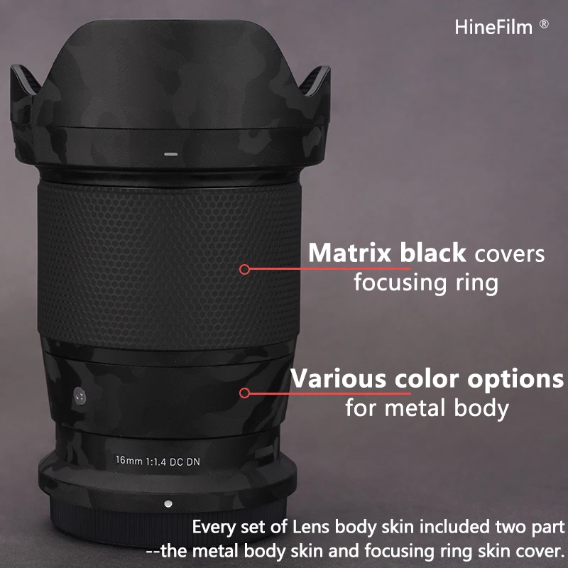 جلود Hinefilm لـ Sigma 16 F1.4 DC DN لنيكون Z Mount عدسة واقية الجلد 16F1.4 عدسة ملصق 16 1.4 غطاء تغليف الفيلم