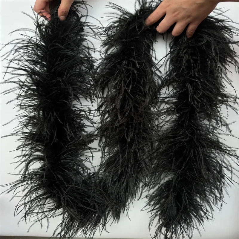 Beatiful 2 Meters 6 Layer Natural Ostrich Feathers Boa Quality Fluffy Costumes / Trim For Party / Costume / Shawl / Available