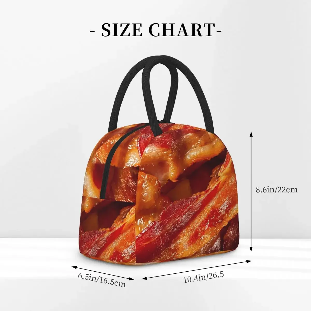 Crispy Bacon Texture Meat Lovers Insulated Lunch Bag for Women Kids Portable Food Boxes Thermal Lunch Box Tote