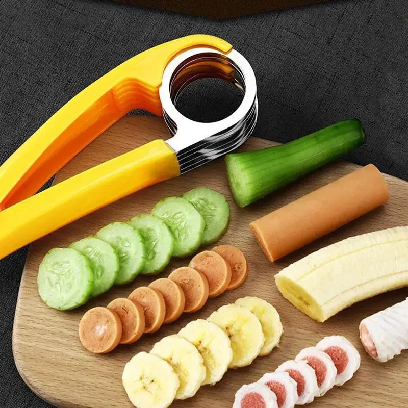 Eco-friendly Banana Slicer Cutter Premium Plastic Kitchen Tool for FruitsandVegetables-Ideal for Slicing Cutting Cucumbers More
