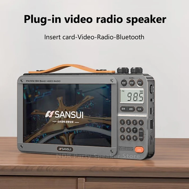 

SANSUI Multi-band Radio Portable Charging Video Insert Card Audio Outdoor Mini Bluetooth Speakers Walkman MP4 Music Video Player