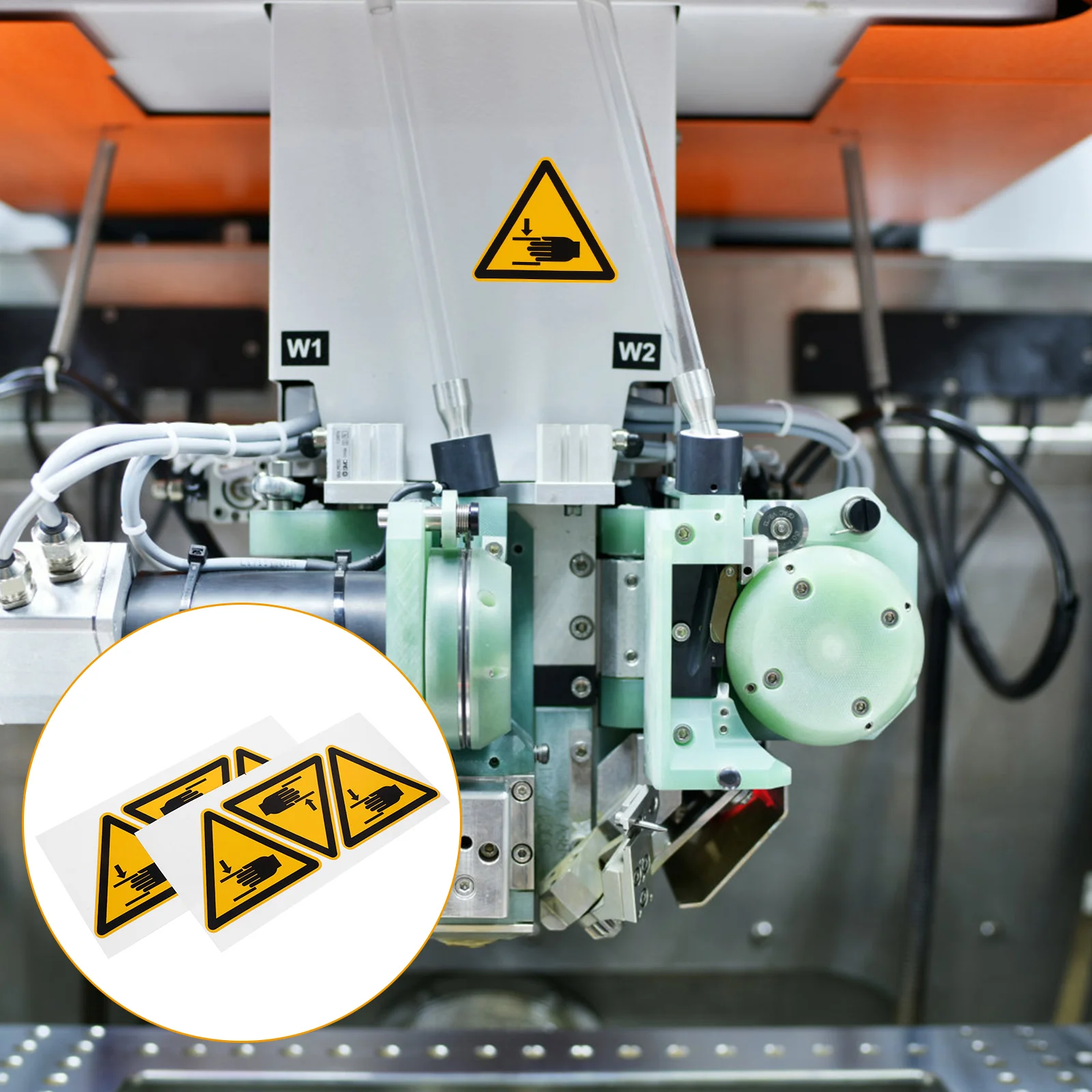 6 Pcs Safety Warning Labels Sticker Hands Pinch Sign Machine Applique Decals Caution Signs Self-adhesive Vinyl Work Stickers