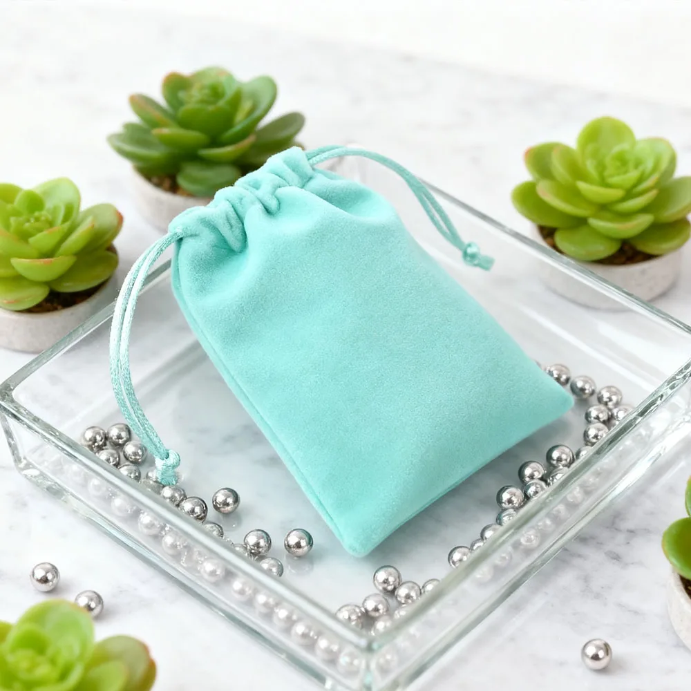 

5Pcs Velvet Jewelry Thick Drawstring Gift Bag Wedding Valentine's Day Party Decoration Makeup Storage Favors Dustproof Pouch