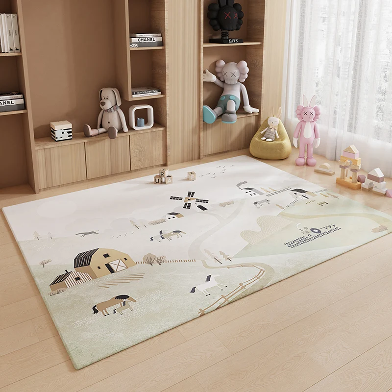 VIKAMA Cartoon Children's Room Rug Soft Noise-Reducing Floor Mat Living Room Sofa Coffee Table Blanket Home Decor