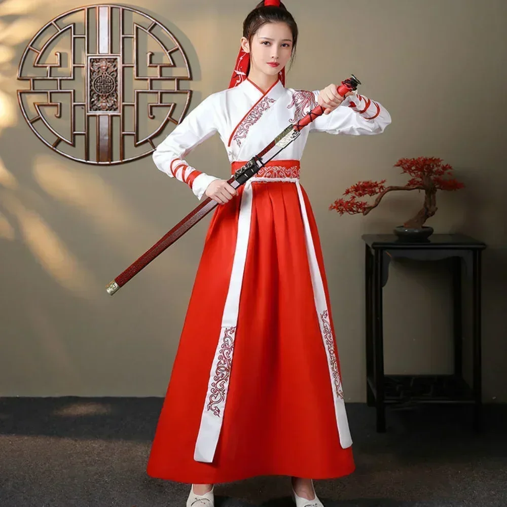 Modern Hanfu Women Top Skirt 2 Piece Set Men Vintage Fashion Cosplay Costume Traditional Chinese Clothing Chivalrous Style Suit - view 4