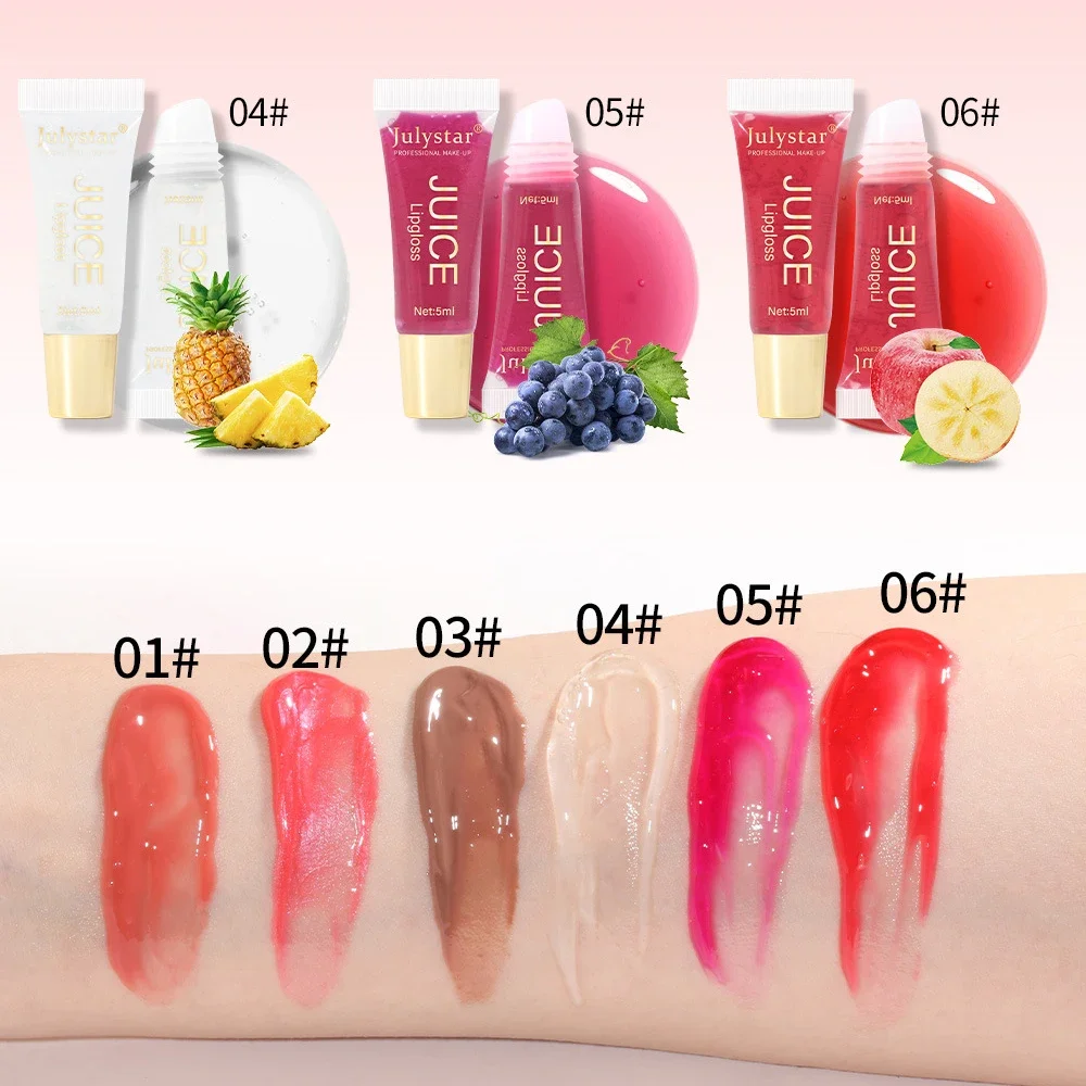 Błyszczyk do ust Glitter Plumping Lip Gloss Jelly Strawberry Moisturizer Fruit Lip Oil Transparent Fullness Lip Tint Gel Soft Tube Makeup LipCare