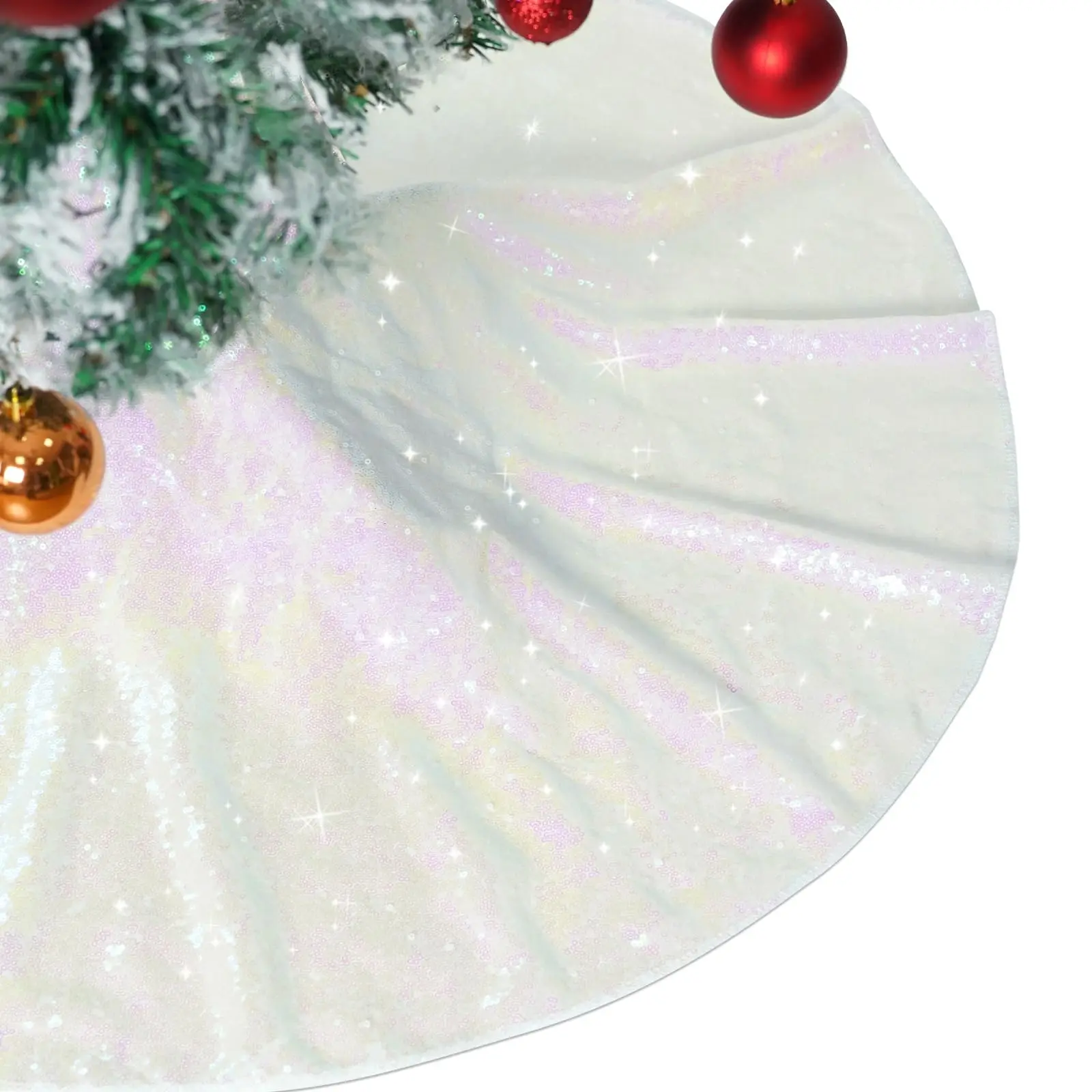 60-120cm Christmas Tree Skirt Round Rug silvery Christmas Tree Foot Cover Carpet Festive Home Party  Living Room Decor