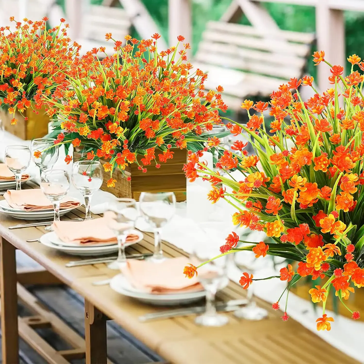 6 uds flores artificiales planta falsa al aire libre resistente a los rayos UV No se decolora narcisos de plástico falso para granja sala de estar cocina Patio