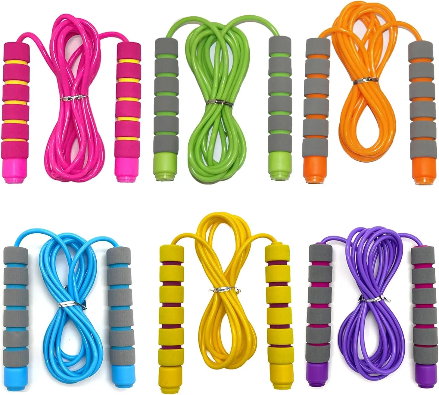 

Colorful Adjustable Jump Ropes for Kids - Soft Foam Handles, Indoor/Outdoor Fun