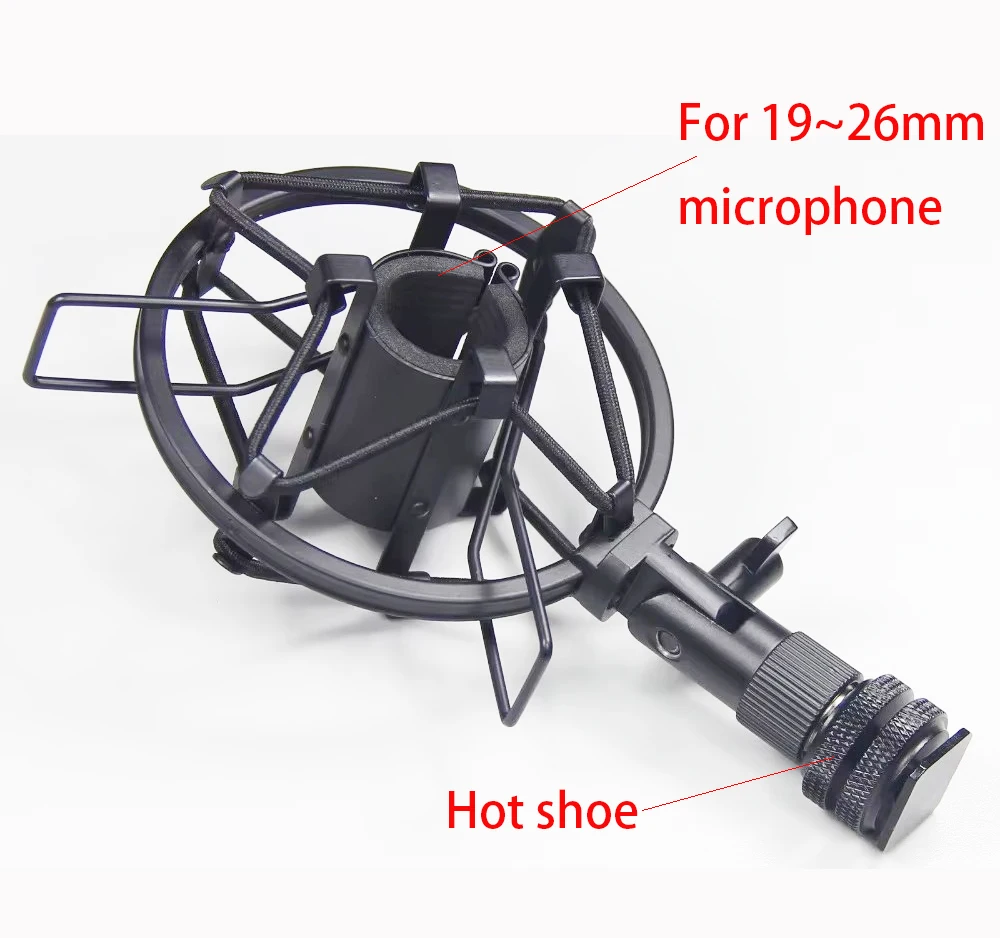 Microphone SHOCKMOUNT Holder with hot shoes apadter for Mic Clip Shock Mount, for 19~26mm  micphone, mic  holder  support